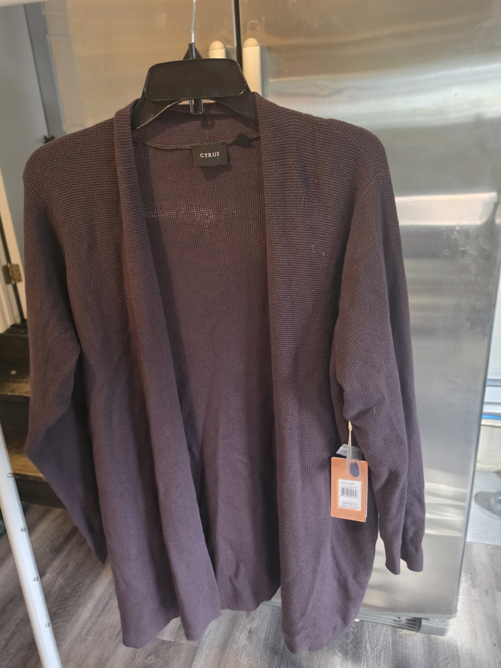 Cyrus Open-Front Knit Cardigan Hickory Brown Size L